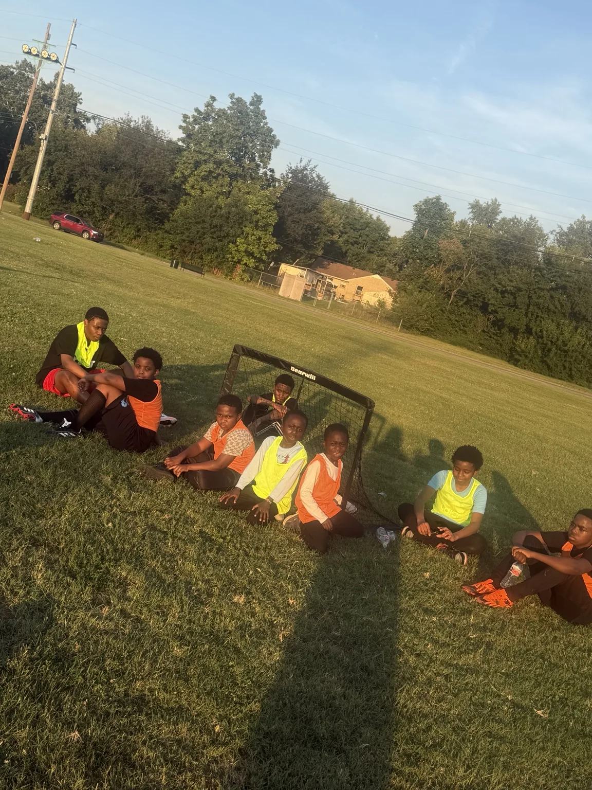 Afrikana United youth soccer players gathered together during practice in Louisville